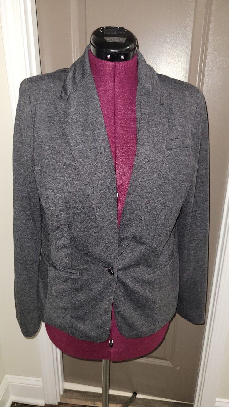 JCPenney Gray Blazer One Button Sport Coat Women’s XL Rayon Polyester *Flawed